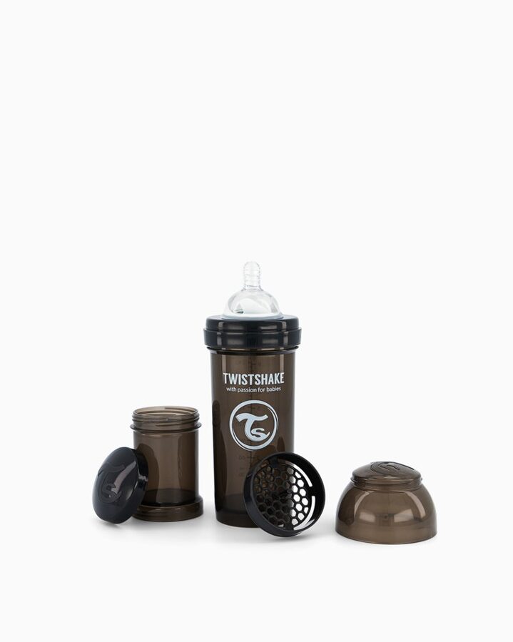 Twistshake Anti-Colic pudele 260 ml. melnā krāsa