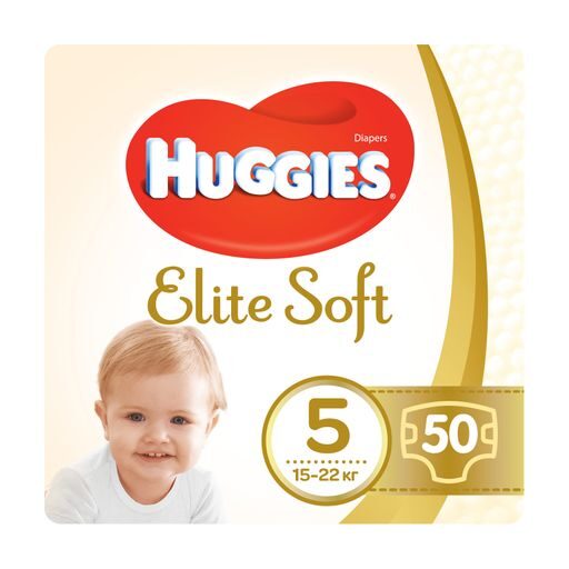 Huggies Elite Soft klipši 5 izmērs (12-22 kg) 50 gab.