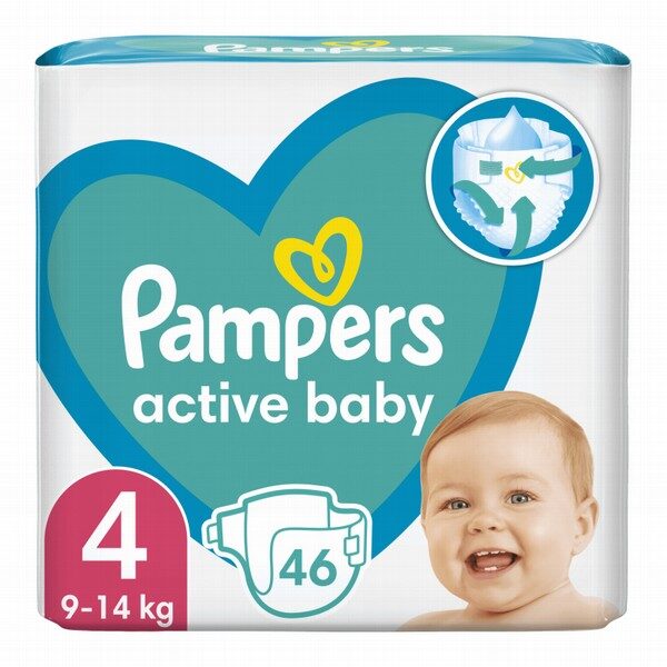 Pampers Active Baby Dry S4 klipši (9-14 kg) 46 gab.