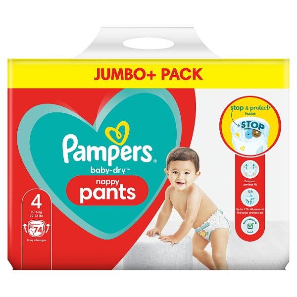 Pampers, Baby Dry Pants, Culottes, Taille 4, Big pack, 62 pc