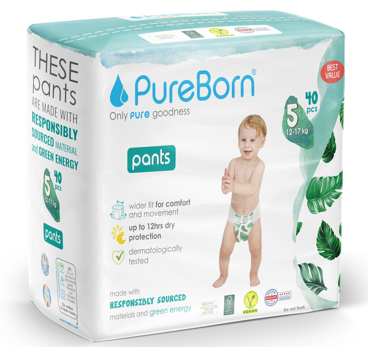 Pureborn PANTS Sz5, 12-17kg, 40gb