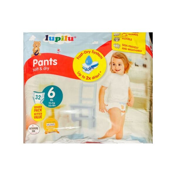 Biksītes Lupilu Soft&Dry Pants 6 izmērs (15+ kg) 32 gab.