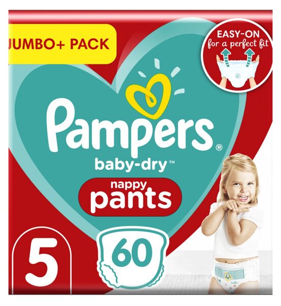 Biksītes Pampers Baby Dry Pants 5 izmērs (12-17 kg) 60 gb.