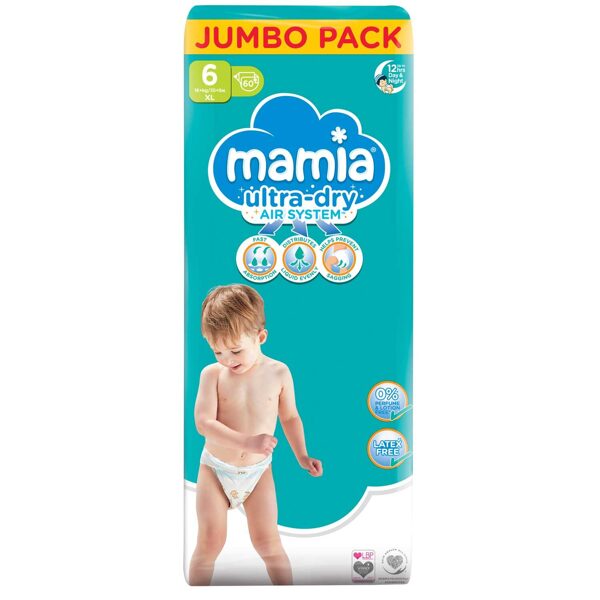 Mamia Ultra-Dry klipši Jumbo Pack 6 izmērs (13-18 kg) 60 gb.