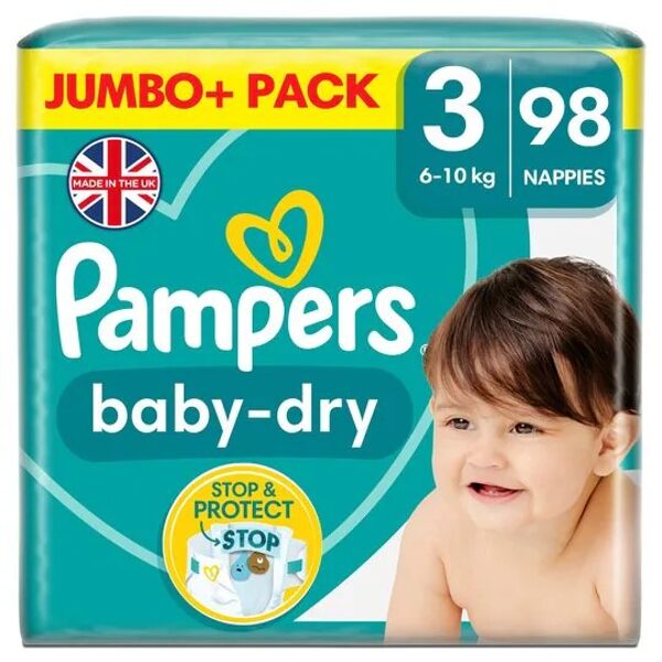 New Pampers Baby Dry klipši Jumbo Pack 3 izmērs (6-10 kg) 98 gb. 