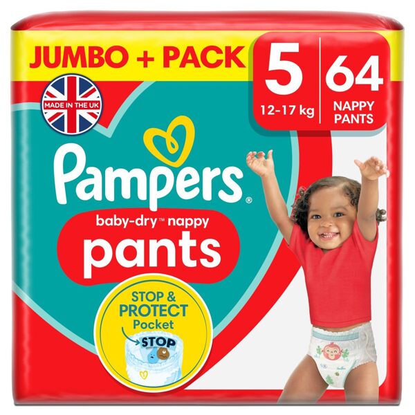 NEW Biksītes Pampers Baby Dry Pants Jumbo Pack 5 izmērs (12-17 kg) 64 gb.