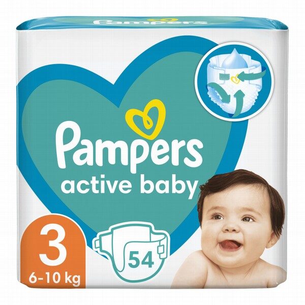 Pampers Active Baby Dry S3 klipši (6-10 kg) 54 gab.