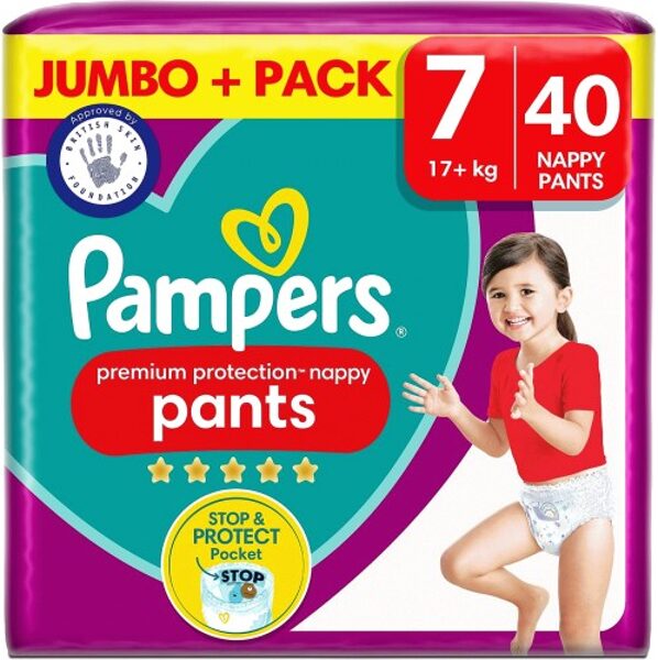 Biksītes Pampers Premium Protection Pants Jumbo Pack 7 izmērs (17+ kg) 40 gb.