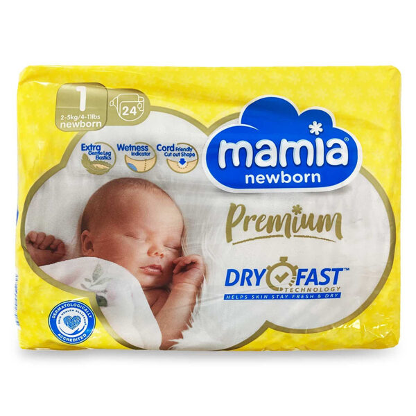 Mamia Premium klipši 1 izmērs (2-5 kg) 24 gb.