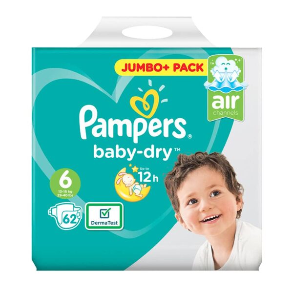 Pampers Baby Dry klipši Jumbo Pack 6 izmērs (13-18 kg) 62 gb.
