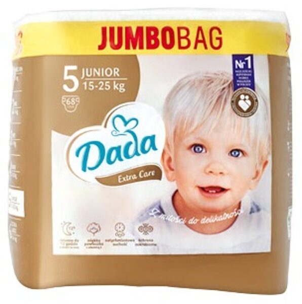Dada Extra Care klipši Jumbobag 5 izmērs (15-25kg) 68 gab.