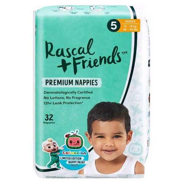 Rascal + Friends klipši 5 izmērs (13-18 kg) 32 gab.