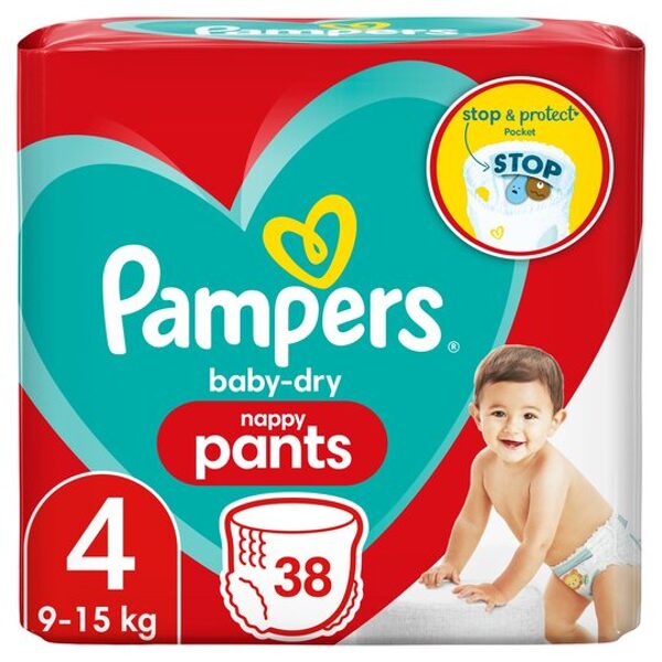 Biksītes Pampers Baby Dry Pants 4 izmērs (9-15 kg) 38 gb.