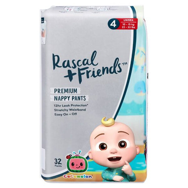 Biksītes Rascal + Friends 4 izmērs (10-15 kg) 32 gab.