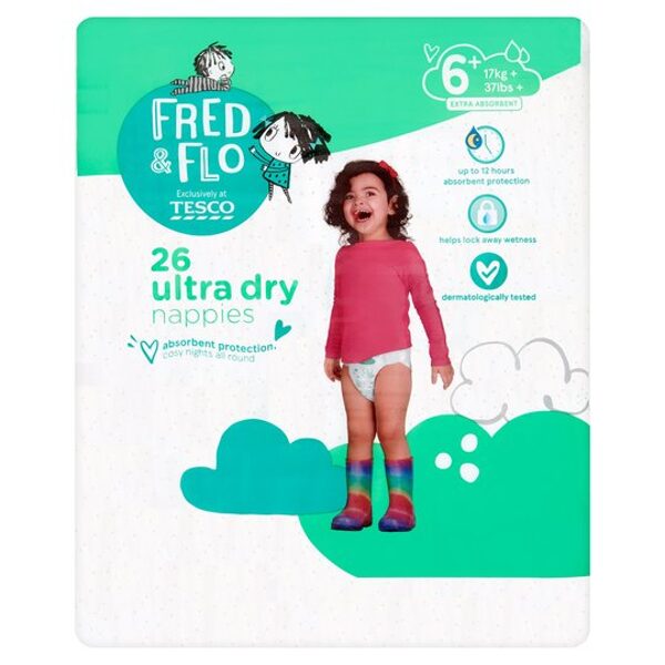 Fred & Flo Ultra-Dry klipši 6+ izmērs (16+ kg) 26 gab.