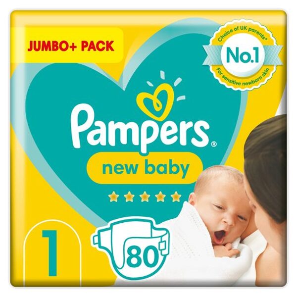 Pampers New Baby Jumbo Pack klipši 1 izmērs (2-5 kg) 80 gab.